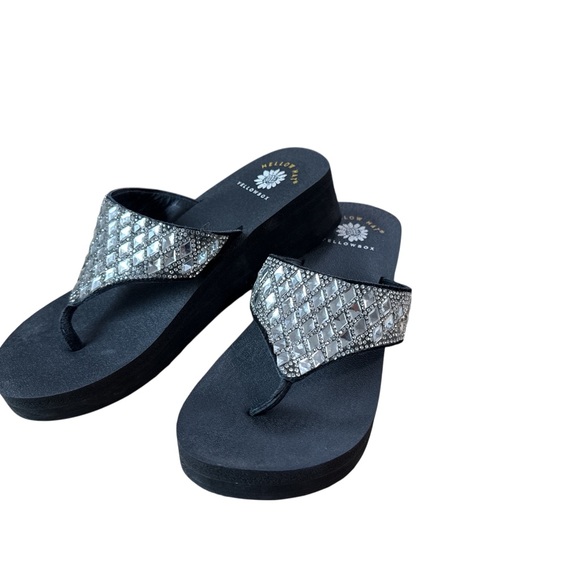 Yellow Box Shoes - Yellow Box Black and Silver Sandals